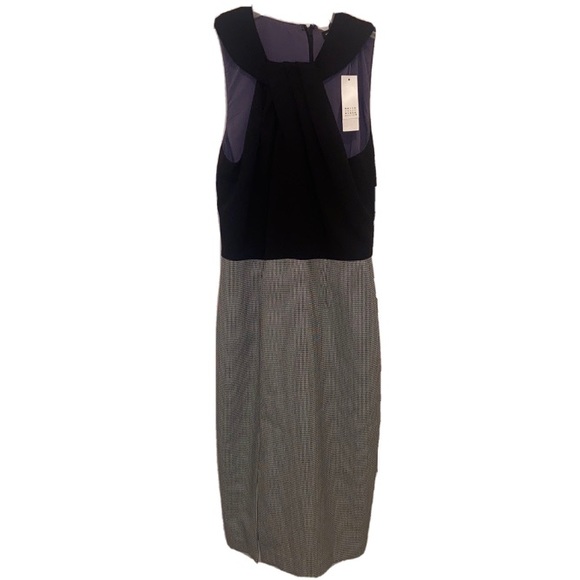 White House Black Market MIXED MEDIA Suiting Sheath Dress Halter Neck NEW SZ 4 - Picture 5 of 16